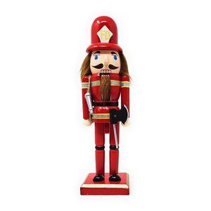Fireman Firefighter Christmas Wood 10" Nutcracker